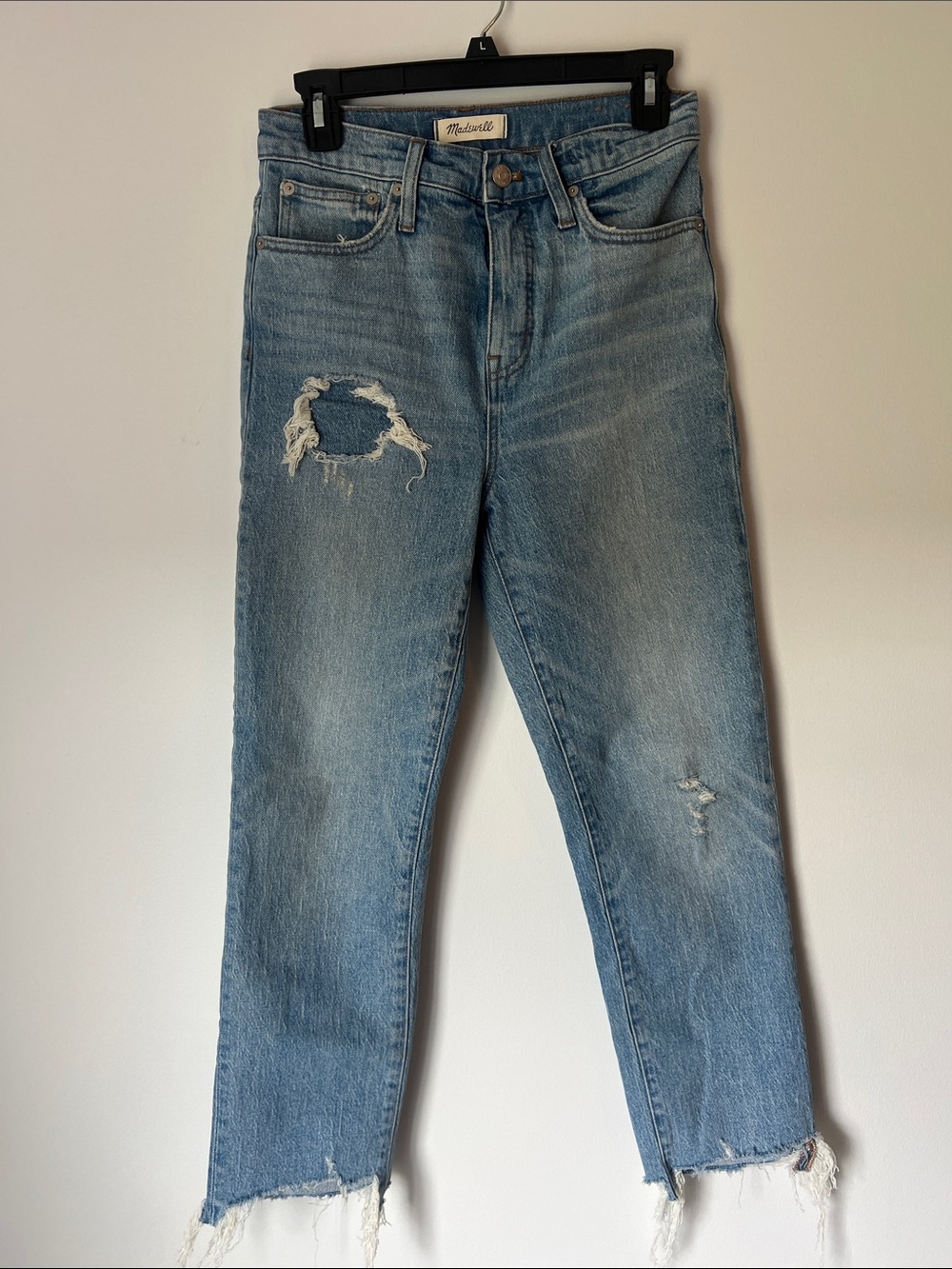 Madewell Light Wash Distressed Straight-Leg Jeans